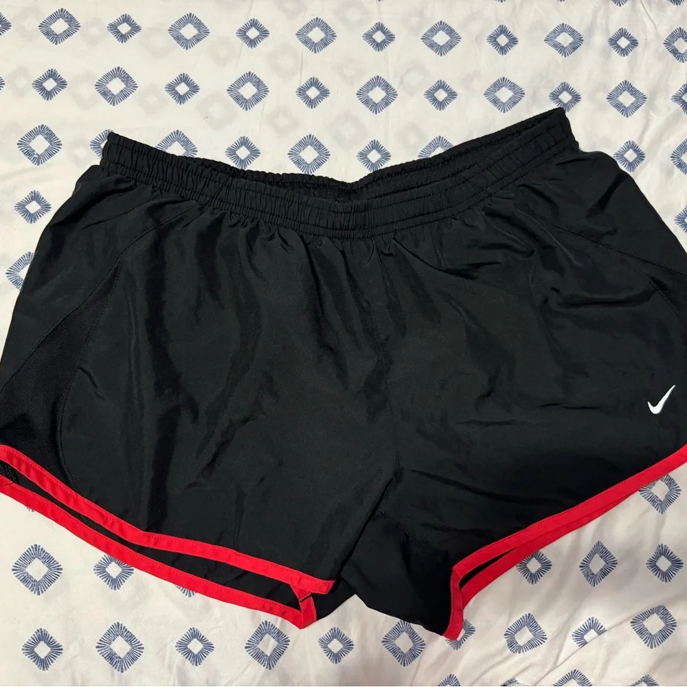 Nike Women’s Black Athletic Shorts with Red Trim